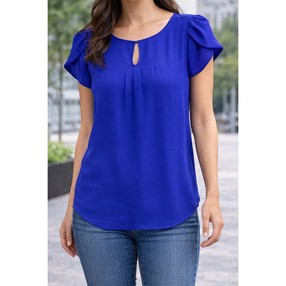 Papermoon Blue Flutter Sleeve Blouse Size Small Stitch Fix